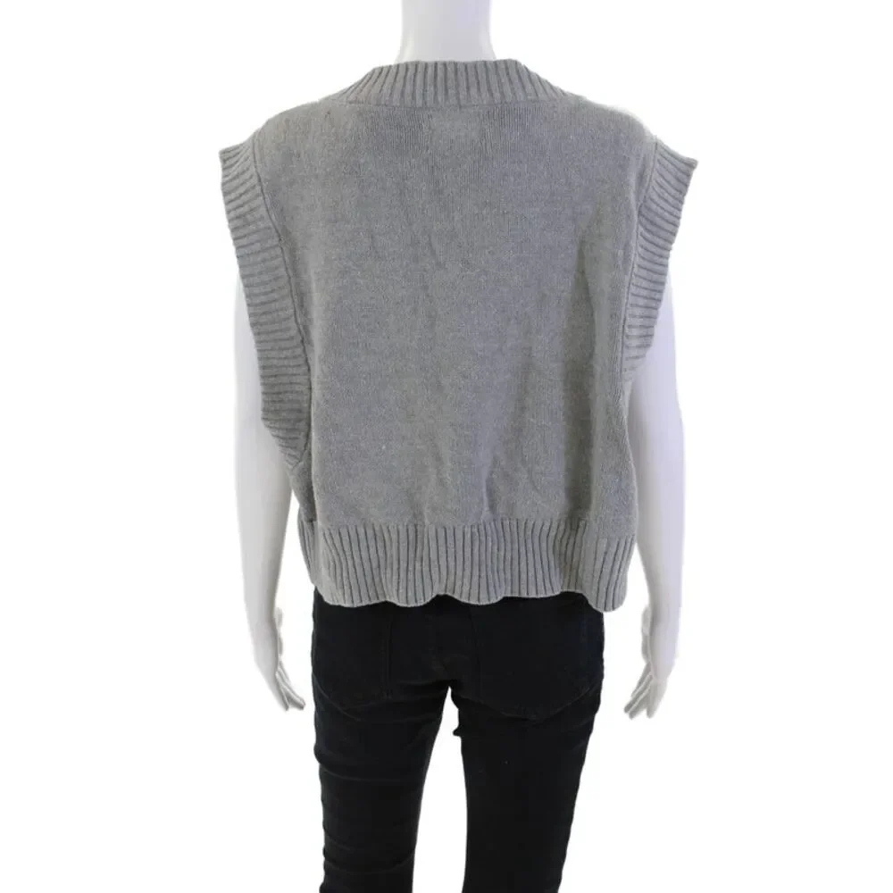 Urban Outfitters Womens Cotton- Cable Knit Sleeveless Sweater Vest Gray Size L